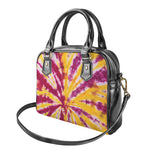 Red And Yellow Spider Tie Dye Print Shoulder Handbag