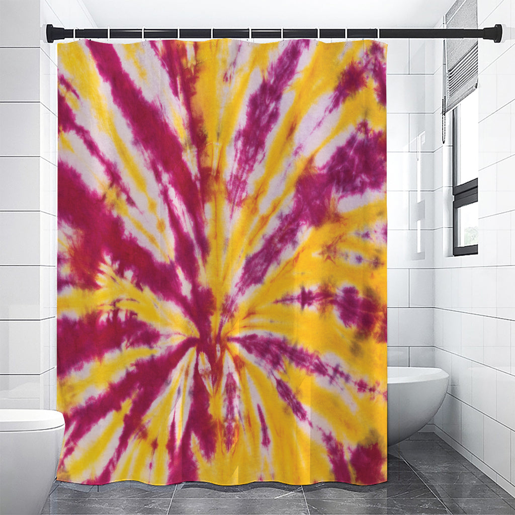 Red And Yellow Spider Tie Dye Print Shower Curtain