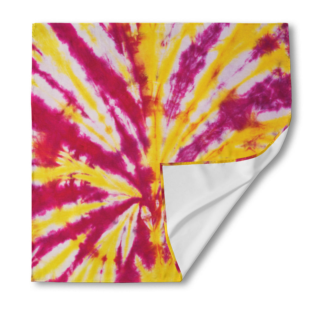 Red And Yellow Spider Tie Dye Print Silk Bandana