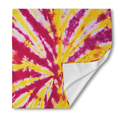 Red And Yellow Spider Tie Dye Print Silk Bandana