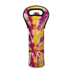 Red And Yellow Spider Tie Dye Print Single Neoprene Wine Tote