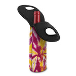 Red And Yellow Spider Tie Dye Print Single Neoprene Wine Tote