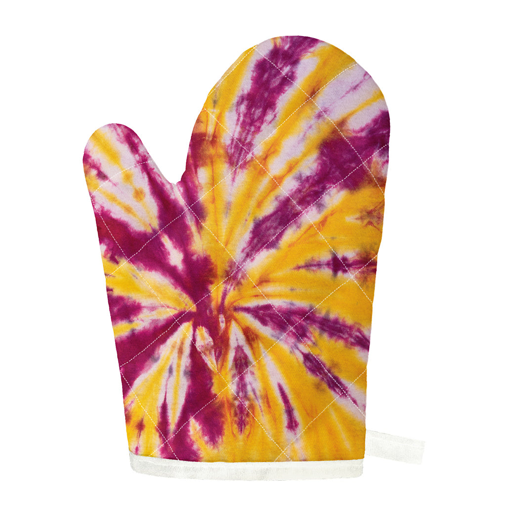 Red And Yellow Spider Tie Dye Print Single Oven Mitt