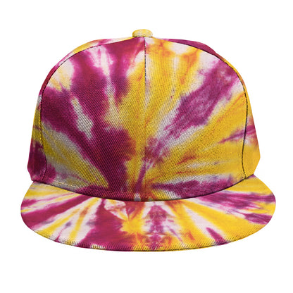 Red And Yellow Spider Tie Dye Print Snapback Cap