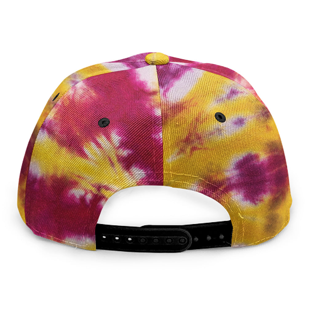 Red And Yellow Spider Tie Dye Print Snapback Cap