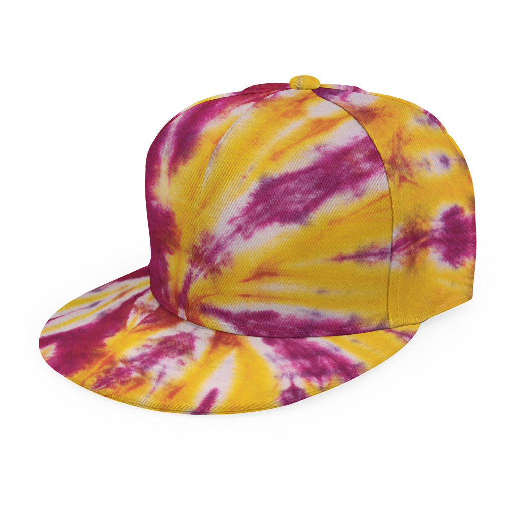 Red And Yellow Spider Tie Dye Print Snapback Cap