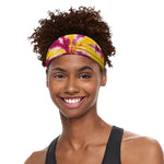 Red And Yellow Spider Tie Dye Print Sports Headband