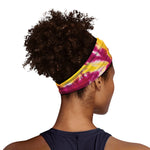 Red And Yellow Spider Tie Dye Print Sports Headband