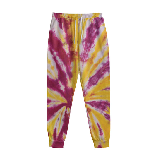 Red And Yellow Spider Tie Dye Print Sweatpants