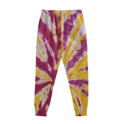Red And Yellow Spider Tie Dye Print Sweatpants