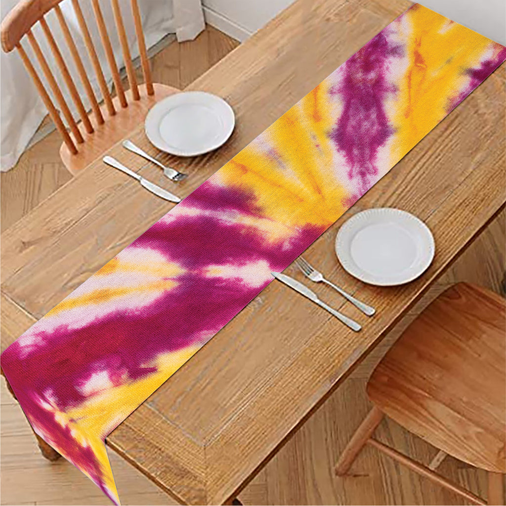 Red And Yellow Spider Tie Dye Print Table Runner