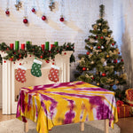 Red And Yellow Spider Tie Dye Print Tablecloth