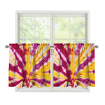 Red And Yellow Spider Tie Dye Print Tier Curtains