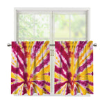 Red And Yellow Spider Tie Dye Print Tier Curtains
