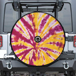 Red And Yellow Spider Tie Dye Print Tire Cover With Camera Hole