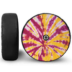 Red And Yellow Spider Tie Dye Print Tire Cover With Camera Hole