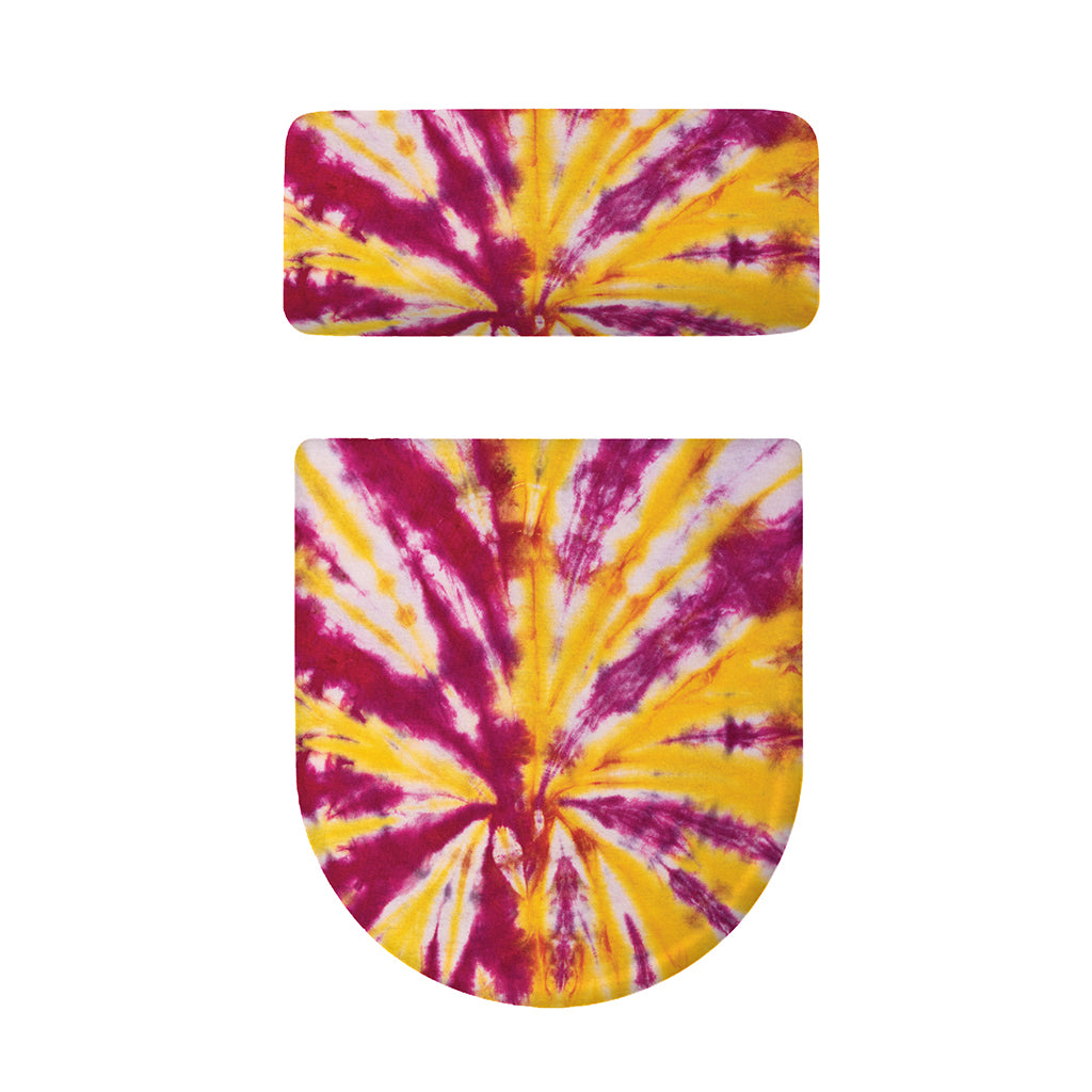 Red And Yellow Spider Tie Dye Print Toilet Lid And Tank Cover Set