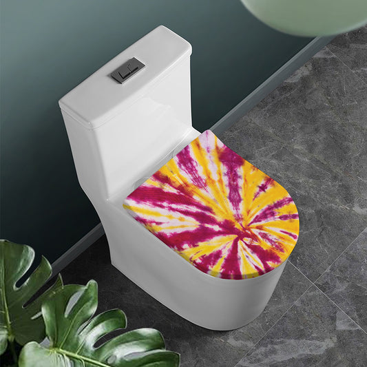 Red And Yellow Spider Tie Dye Print Toilet Lid Cover