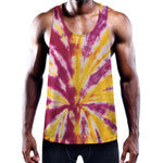 Red And Yellow Spider Tie Dye Print Training Tank Top