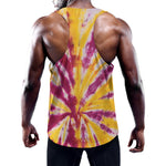 Red And Yellow Spider Tie Dye Print Training Tank Top