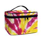 Red And Yellow Spider Tie Dye Print Travel Makeup Bag