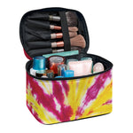 Red And Yellow Spider Tie Dye Print Travel Makeup Bag