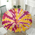 Red And Yellow Spider Tie Dye Print Waterproof Round Tablecloth