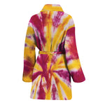 Red And Yellow Spider Tie Dye Print Women's Bathrobe