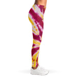 Red And Yellow Spider Tie Dye Print Women's Leggings