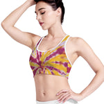 Red And Yellow Spider Tie Dye Print Women's Sports Bra