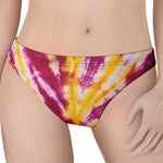Red And Yellow Spider Tie Dye Print Women's Thong