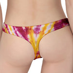 Red And Yellow Spider Tie Dye Print Women's Thong