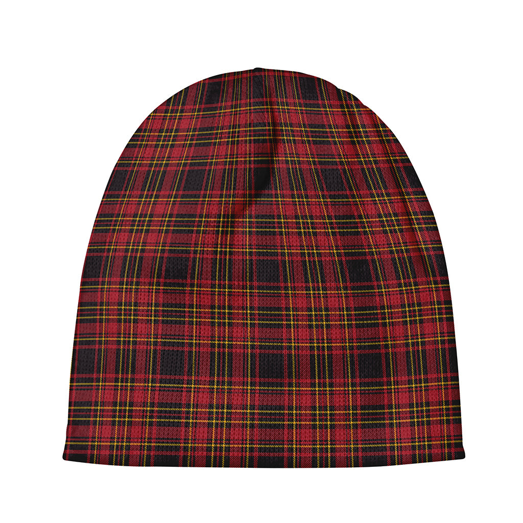 Red And Yellow Tartan Pattern Print Beanie