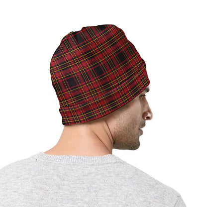 Red And Yellow Tartan Pattern Print Beanie