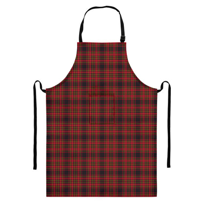 Red And Yellow Tartan Pattern Print Bib Apron With Pocket
