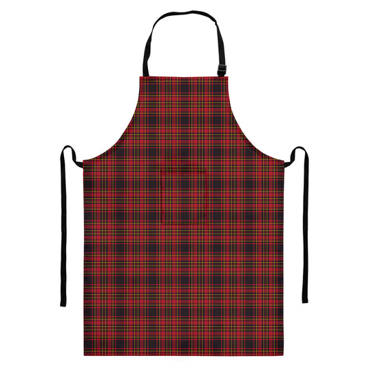 Red And Yellow Tartan Pattern Print Bib Apron With Pocket
