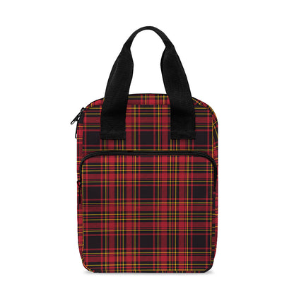 Red And Yellow Tartan Pattern Print Bible Tote Bag