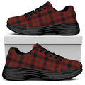 Red And Yellow Tartan Pattern Print Black Chunky Shoes