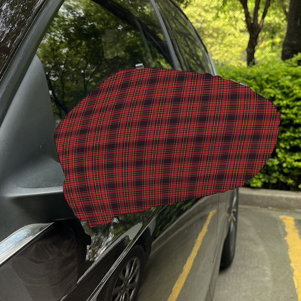 Red And Yellow Tartan Pattern Print Car Side Mirror Covers