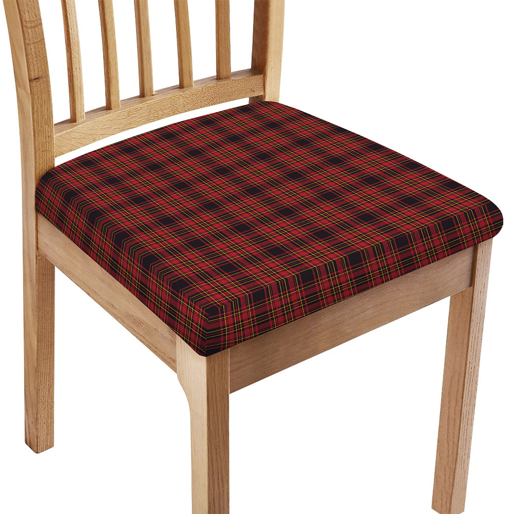 Red And Yellow Tartan Pattern Print Chair Cushion Cover
