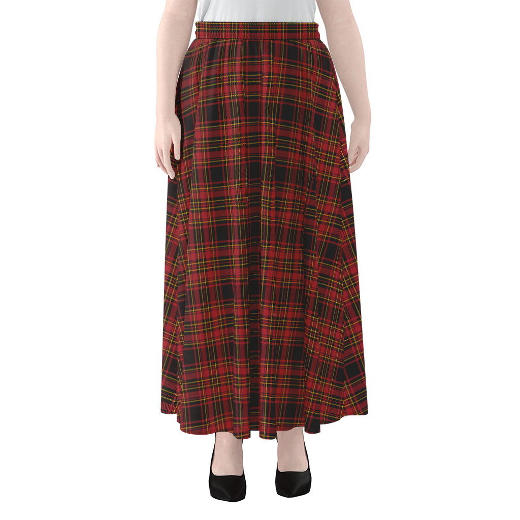 Red And Yellow Tartan Pattern Print Chiffon Maxi Skirt