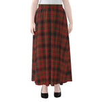 Red And Yellow Tartan Pattern Print Chiffon Maxi Skirt