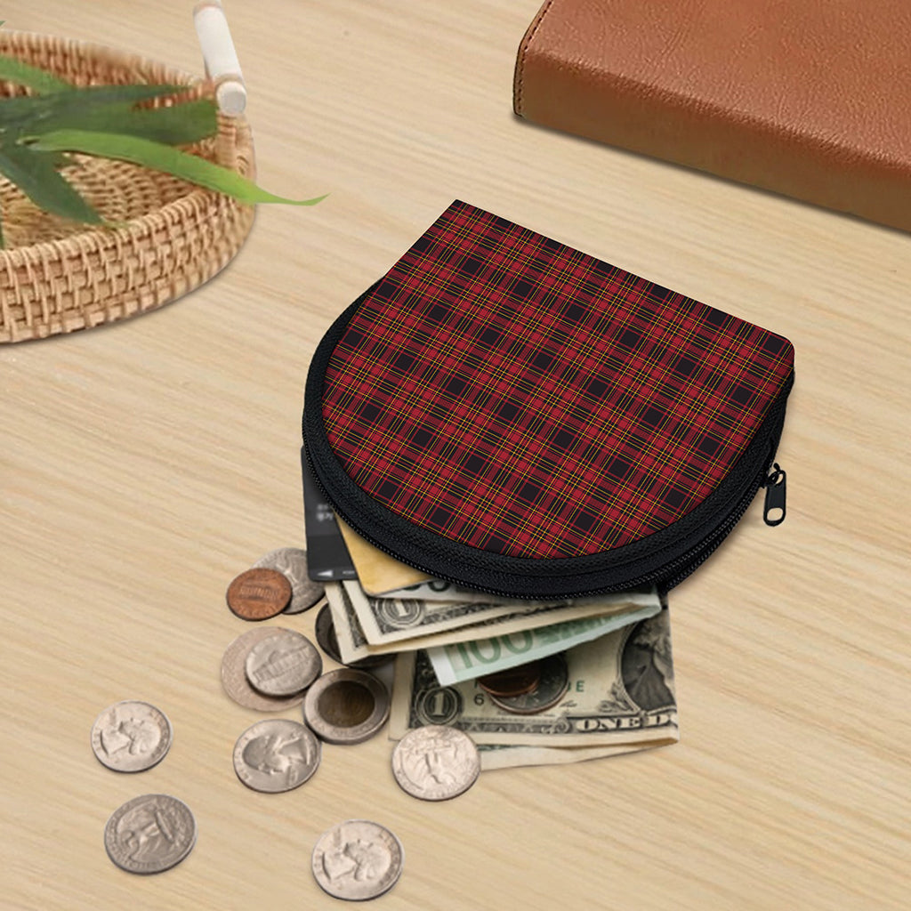 Red And Yellow Tartan Pattern Print Coin Purse