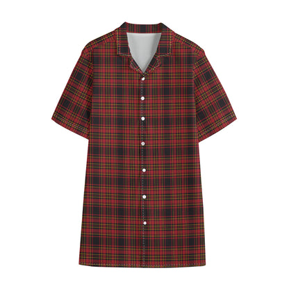 Red And Yellow Tartan Pattern Print Cotton Hawaiian Shirt