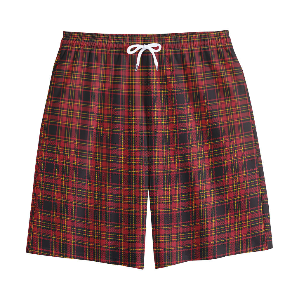 Red And Yellow Tartan Pattern Print Cotton Shorts