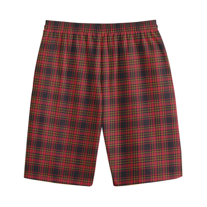 Red And Yellow Tartan Pattern Print Cotton Shorts