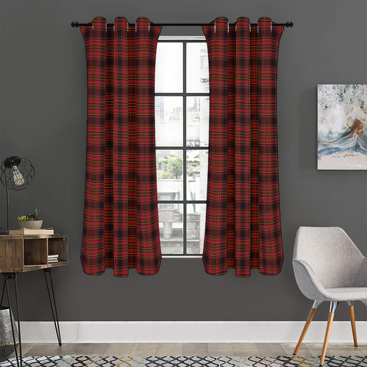 Red And Yellow Tartan Pattern Print Curtain