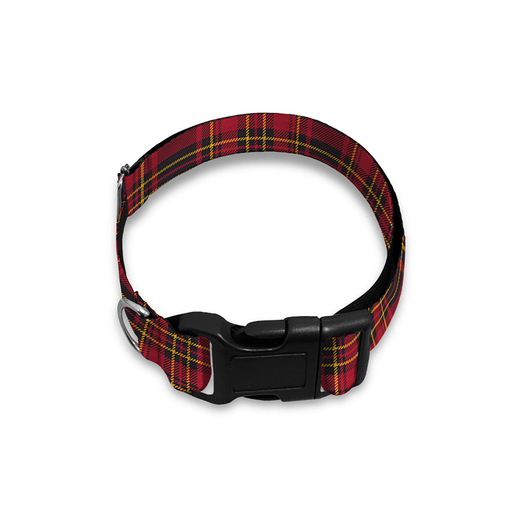Red And Yellow Tartan Pattern Print Dog Collar