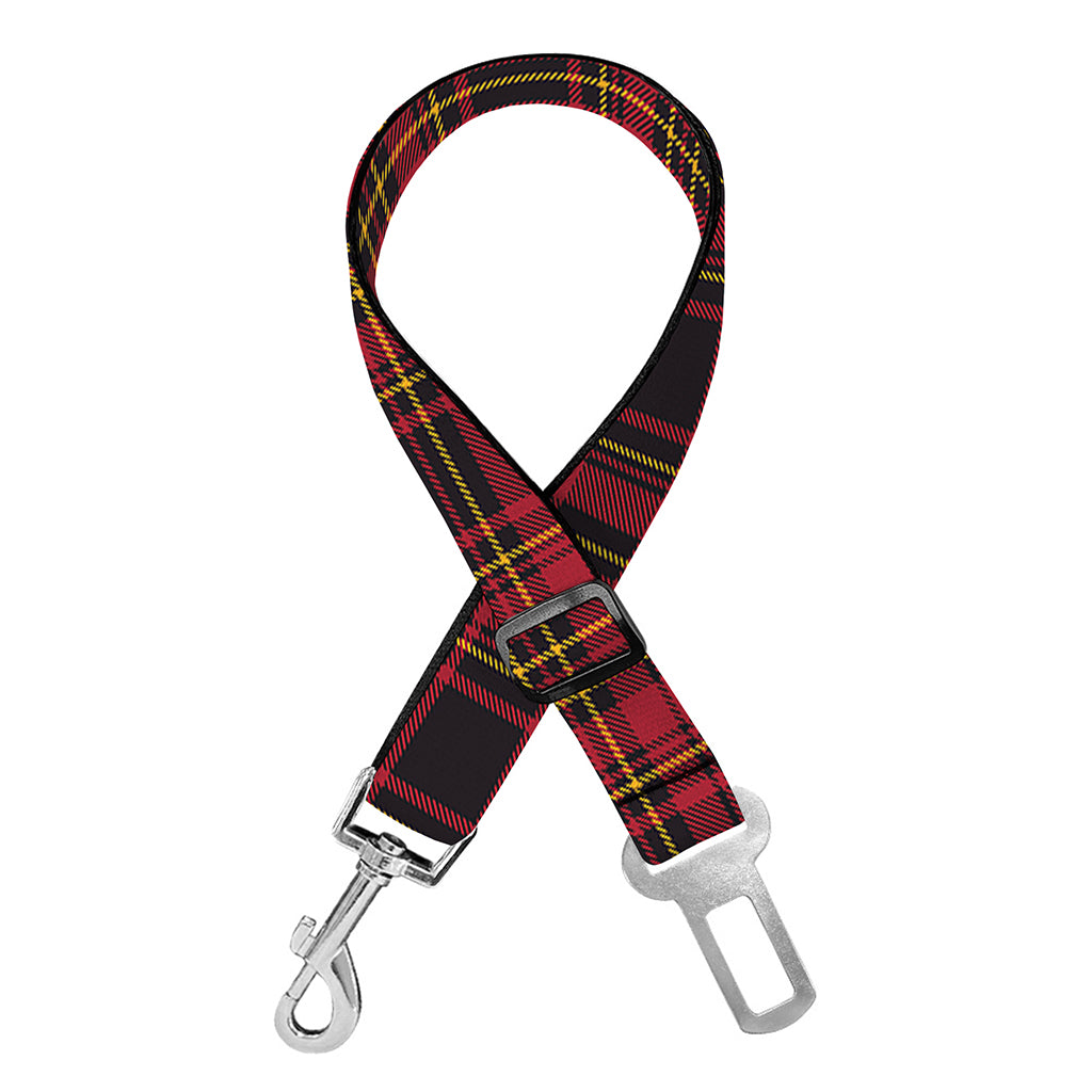 Red And Yellow Tartan Pattern Print Dog Seat Belt