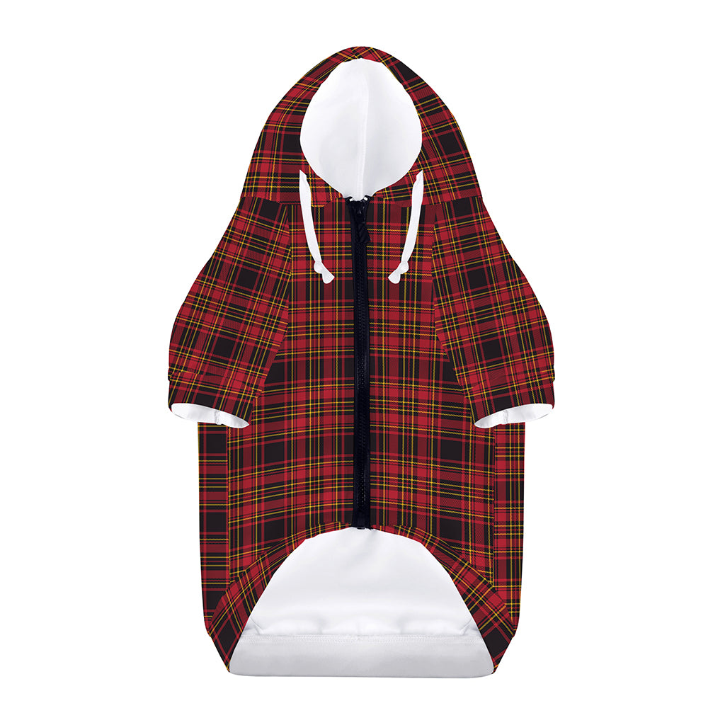 Red And Yellow Tartan Pattern Print Dog Zip Up Hoodie